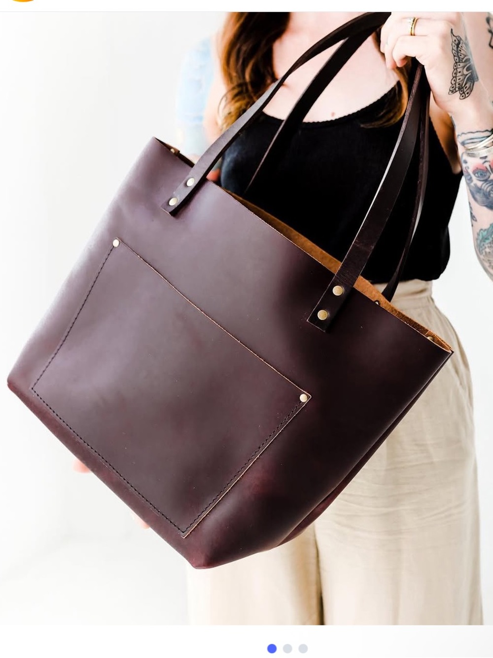 Portland Leather Classic Medium Leather Tote Bag in Dark Cherry